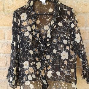 Edwards 100% silk sheer Blouse